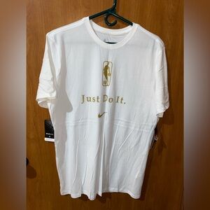 Authentic NBA Nike White and Gold Men's Short Sleeve Tee